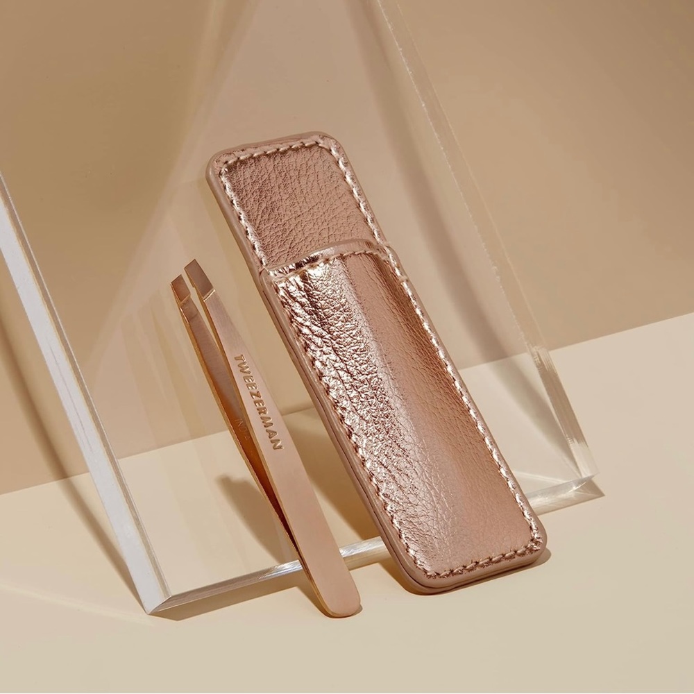 Tweezerman Rose Gold Mini Slant Tweezer with Case